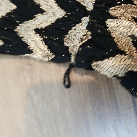 Vtg CANDIE'S Black Tie Black Gold Chevron Capped Sleeve Cocktail Dress - Picture 8 of 11